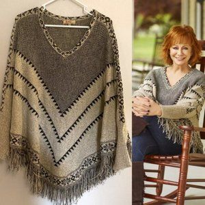 Rockin' by Reba Poncho Sweater Fringe Western Wear